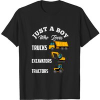 Just A Boy Who Loves Trucks Excavators Tractors T-shirt for Men