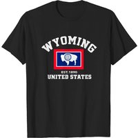 Wyoming USA Est 1890 Patriotic Flag T-shirt for Men