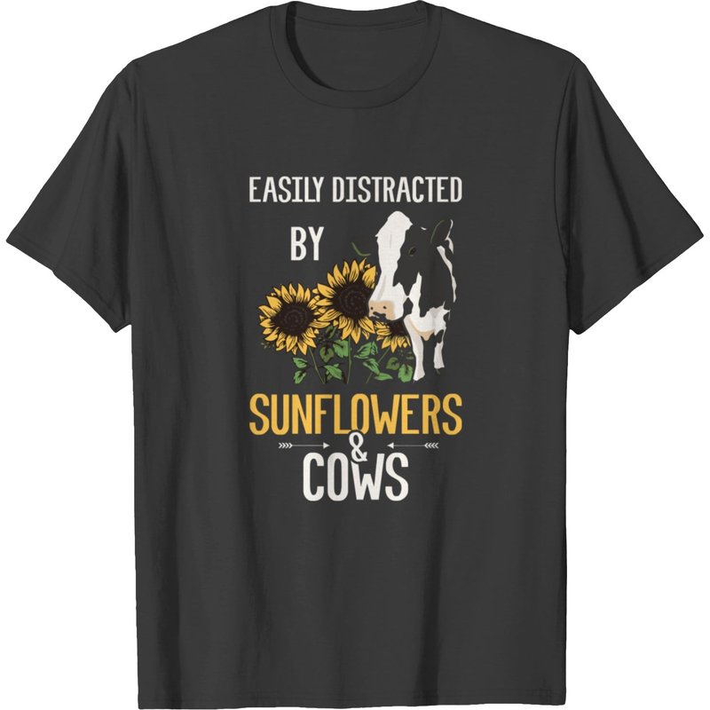 Easily Distracted By Sunflowers And Cows Men's T-Shirt — Mens T Shirts