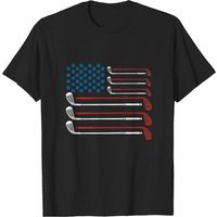 T-shirt Premium Drapeau des États-Unis Golf Clubs Rouge Blanc et Bleu pour Hommes