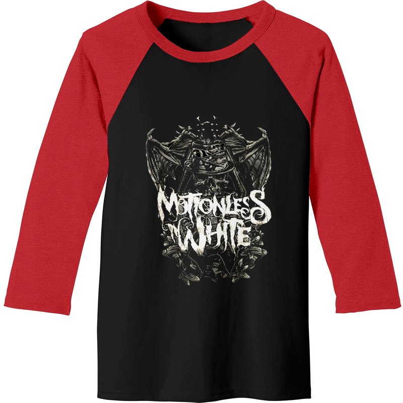 Motionless In White Classic Baseball Tee for Men - Black/Red — Mens T Shirts