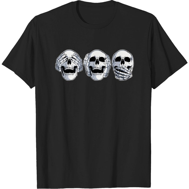 Skull T-shirt with No Evil Theme for Men — Mens T Shirts