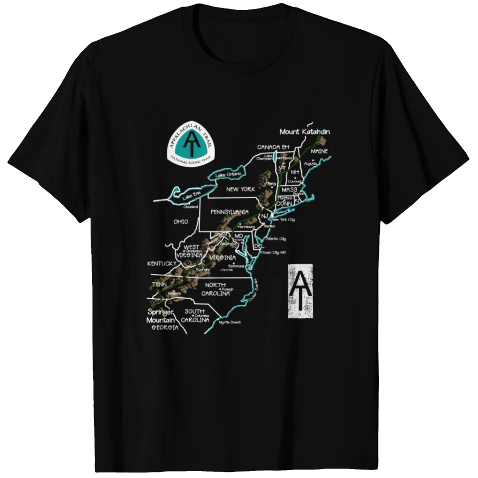 Appalachian Trail Hiking Map T-shirt for Men — Mens T Shirts