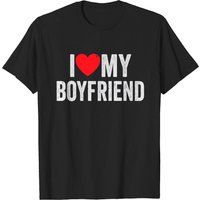 T-shirt I Red Heart My Boyfriend pour hommes en noir