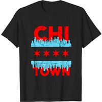Chi Town Chicago Flag Skyline T-Shirt for Men
