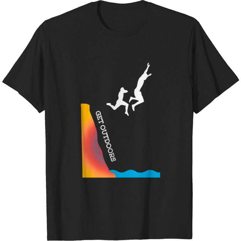 Cliff Jumping T-Shirt for Men in Black — Mens T Shirts