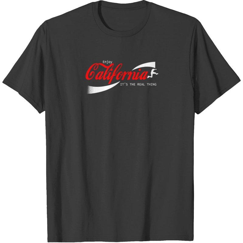 Enjoy California Cola Parody Logo Coke T-shirt for Men — Mens T Shirts