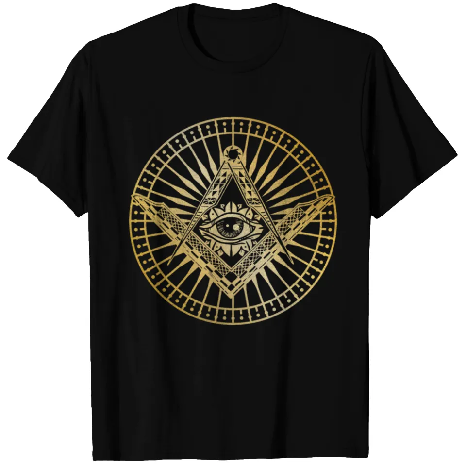 All Seeing Mystic Eye Masonic Compass T-shirt for Men — Mens T Shirts