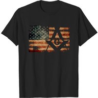 T-shirt Vintage Us Mason Drapeau Compas Maçonnique pour Hommes