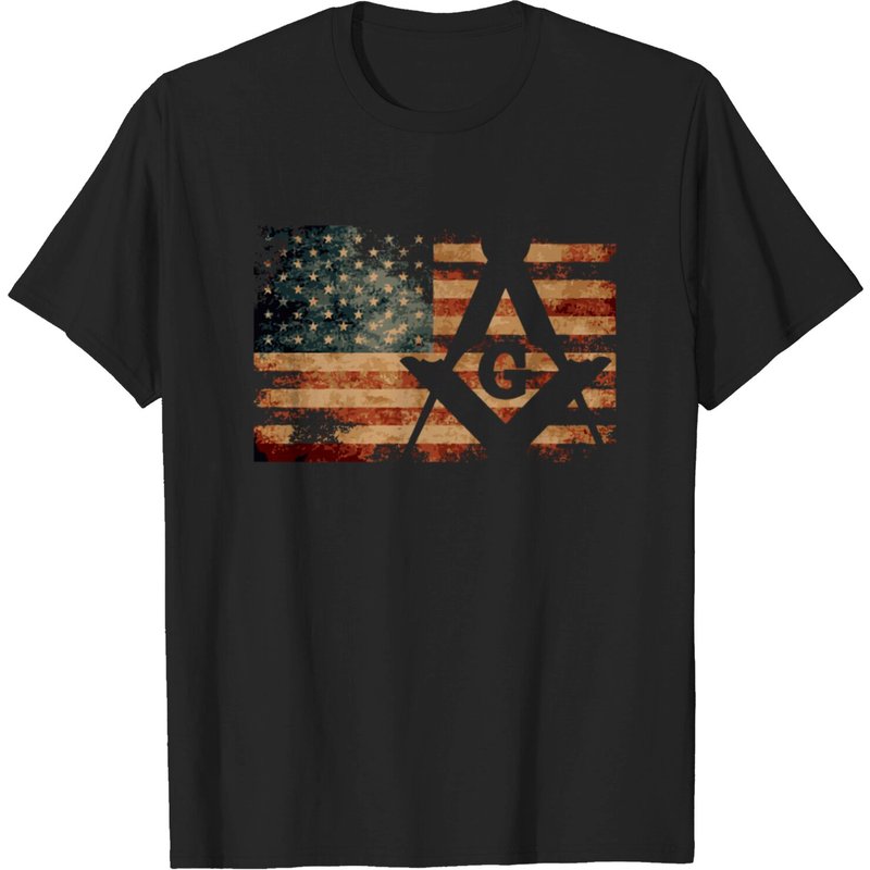 T-shirt Vintage Us Mason Drapeau Compas Maçonnique pour Hommes — T-shirts pour hommes
