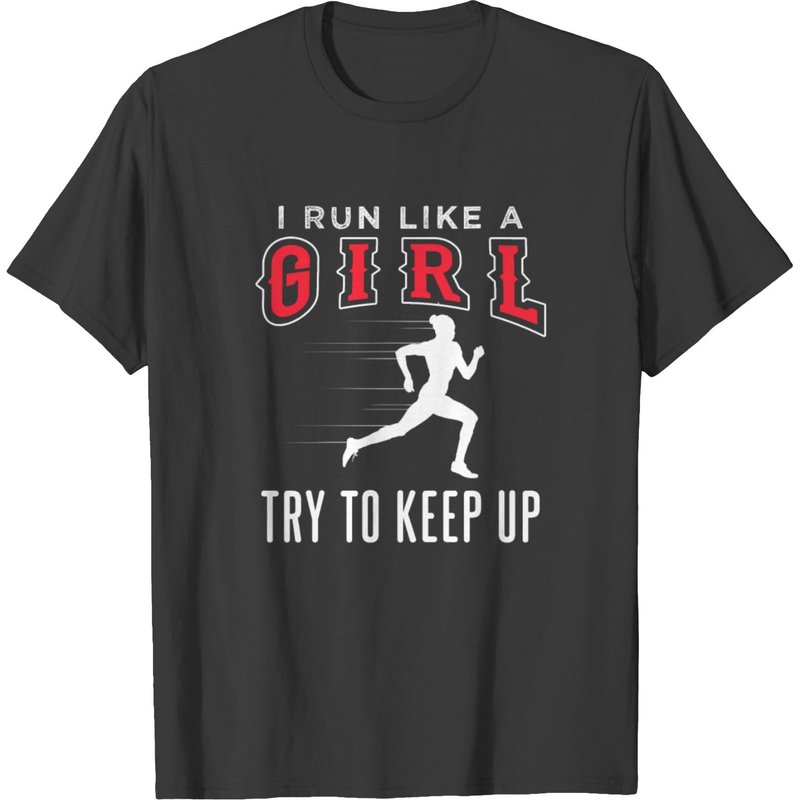 T-shirt Run Like A Girl pour hommes en noir — T-shirts pour hommes
