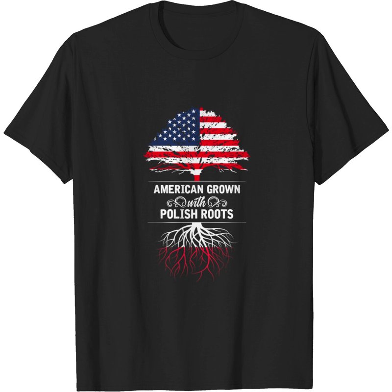 T-shirt pour hommes avec drapeau polonais et racines américaines — T-shirts pour hommes