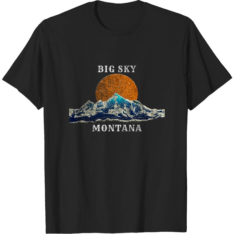 T-shirt Big Sky Montana avec scène de montagne pour hommes — T-shirts pour hommes