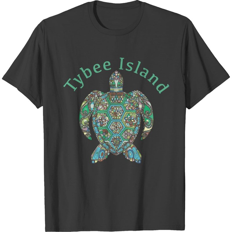 T-shirt Tribal Tortue Tybee Island pour Hommes - Noir — T-shirts pour hommes