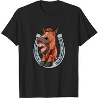 T-shirt Horse Laughs and Shows Teeth avec Fer à Cheval pour Hommes — T-shirts pour hommes