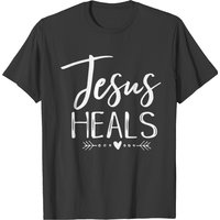 T-shirt Jésus Guérit Foi Chrétienne pour Hommes en Noir