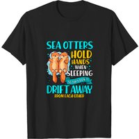 T-shirt pour hommes avec l'illustration des loutres de mer qui se tiennent la main en dormant — T-shirts pour hommes