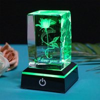 Lampe de Table en Cristal Gravé au Laser en Forme de Rose | Veilleuse Élégante — Cartes-cadeaux