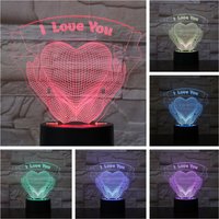 Lampe LED Illusion 3D : Mains d'Amour Tenant un Cœur — Cartes-cadeaux