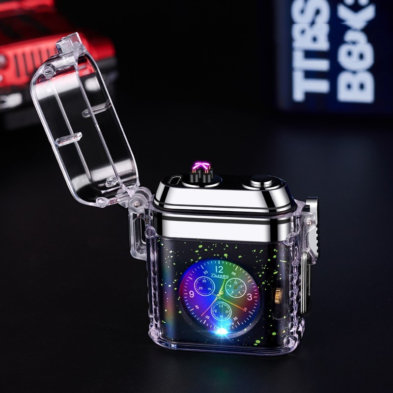Briquet Électrique Rechargeable Étanche avec Horloge Numérique