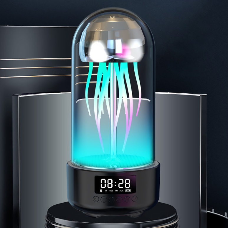 Lampe Ambiante Méduse 3-en-1, Haut-Parleur Bluetooth, Horloge Digitale — Cartes-cadeaux