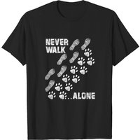 T-shirt pour hommes avec empreinte de pattes de chien Never Walk Alone — T-shirts pour hommes