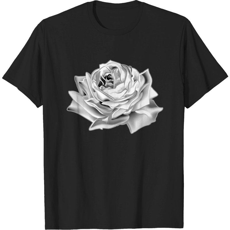 T-shirt Noir et Blanc avec Rose pour Hommes — T-shirts pour hommes