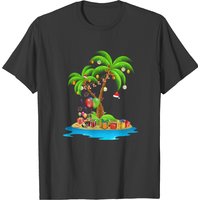 T-shirt assorti de Noël avec palmier tropical et noix de coco pour hommes