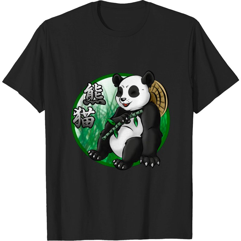 T-shirt Panda & Bamboo pour hommes en noir