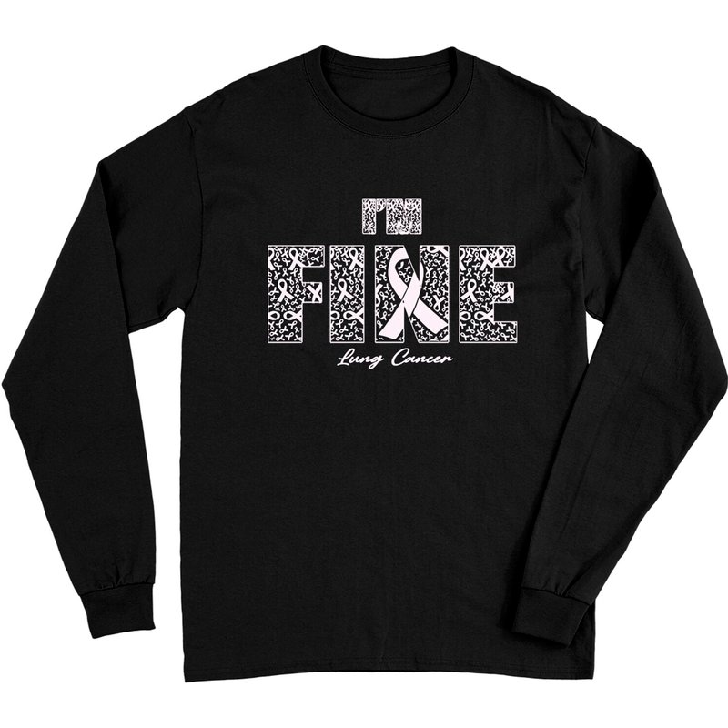 Lung Cancer Awareness Fine Ribbons Long Sleeve T-Shirt