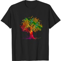 T-shirt graphique noir Tree Nature - T-shirt aquarelle coloré