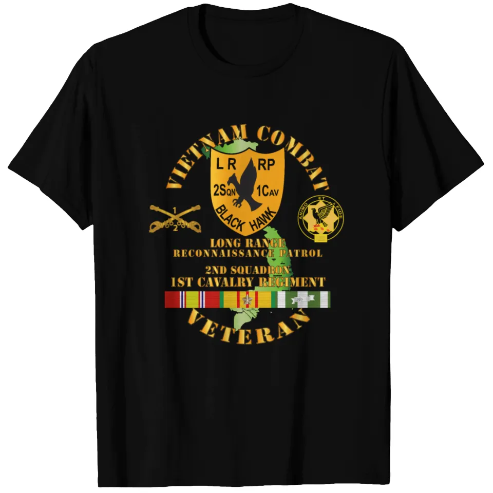 2nd Squadron 1st Cav Regt LRRP Black Hawk VN Service T-Shirt — Mens T Shirts
