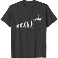 T-shirt Évolution de l'Homme au Hélicoptère pour Hommes