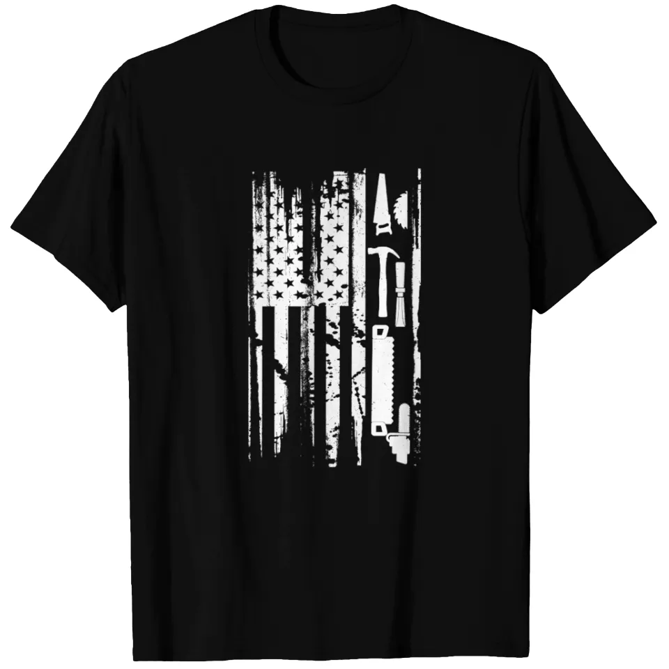 T-shirt Américain Drapeau Menuiserie pour Hommes — T-shirts pour hommes