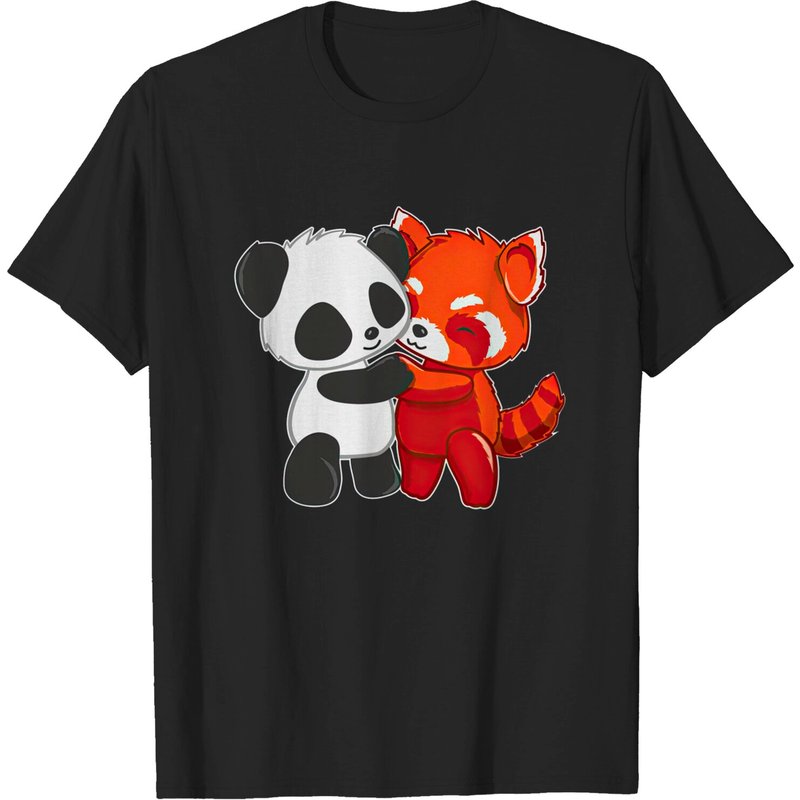 T-shirt pour hommes Chibi Panda Bear Hugs Red Panda