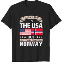 T-shirt Drapeau de la Norvège pour Hommes May Live In USA