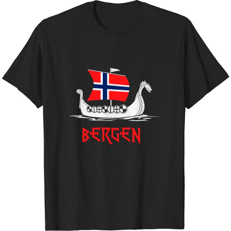 Bergen Norway T-Shirt for Men in Black
