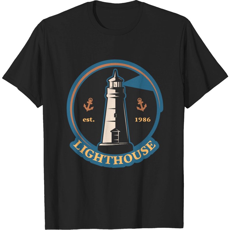 T-shirt avec logo Lighthouse pour hommes en noir — T-shirts pour hommes