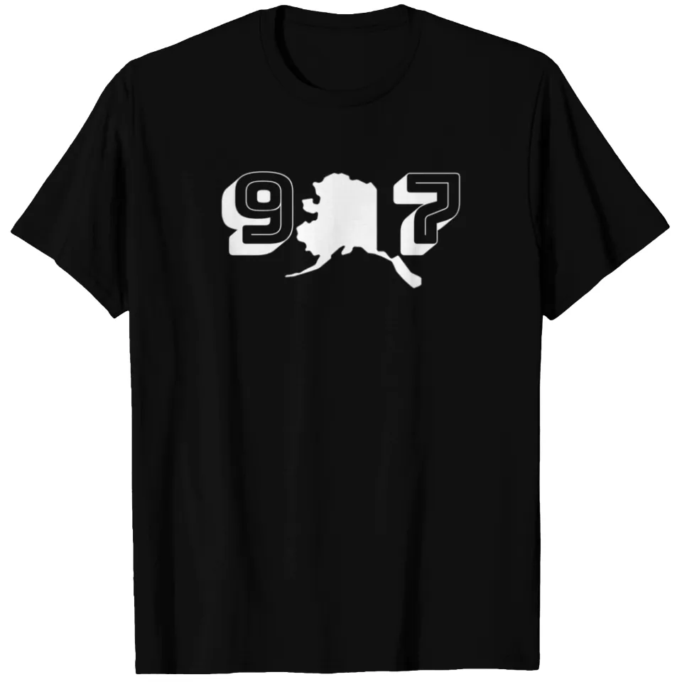 907 Anchorage AK Area Code Black/White T-Shirt for Men — Mens T Shirts