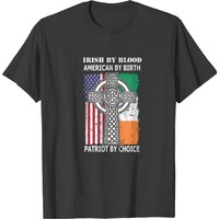 T-shirt Irlandais Américain avec Croix Celtique pour Hommes — T-shirts pour hommes