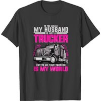 T-shirt Trucker Wife Is My World pour hommes — T-shirts pour hommes