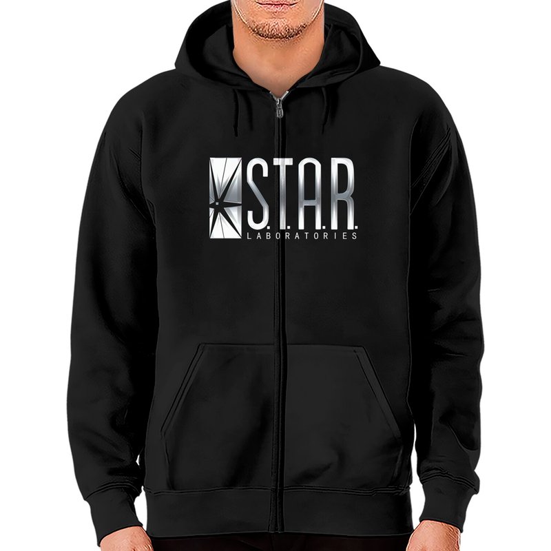 Hoodies Zippés Unisexes Noirs Star Labs — Sweats à capuche pour hommes