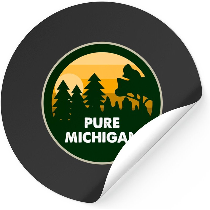 Pure Michigan Gift Stickers - Classic Square Design — Stickers & Decals