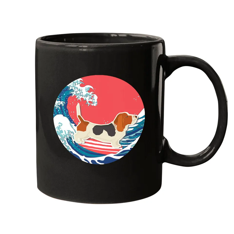 Basset Hound Surfing Mug — Mugs & Tumblers