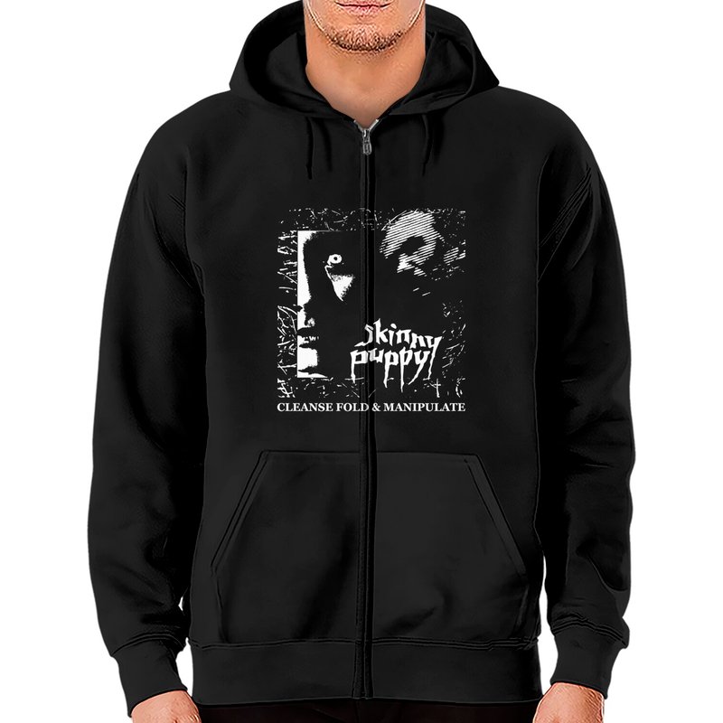 Hoodie zippé Skinny Puppy Cleanse Fold & Manipulate pour unisexe noir — Sweats à capuche pour hommes