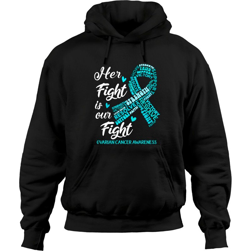 Hoodies Sensibilisation au Cancer de l'Ovaire - Son Combat est Notre Combat — Sweats à capuche pour hommes