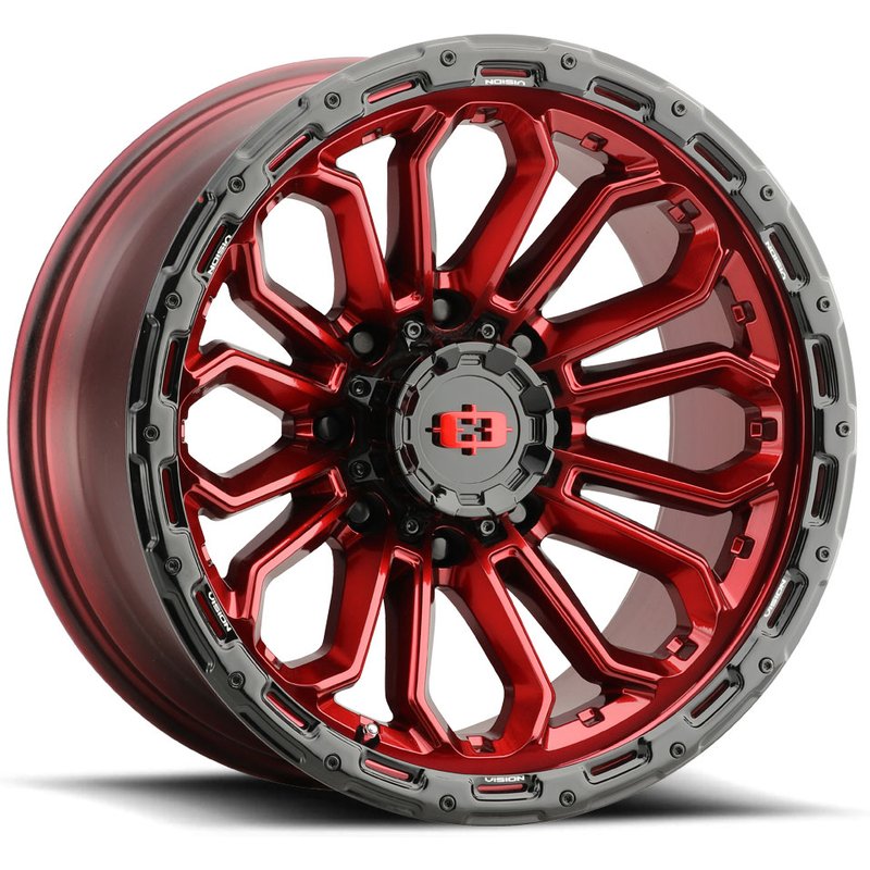 Roues Vision Off Road 405 Red Black Lip - 18x9 - 6x120 - 12 Offset — Roues et jantes