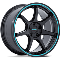 Rotiform RC208 BPU Gloss Black Wheels with Teal Stripe - 18x8.5