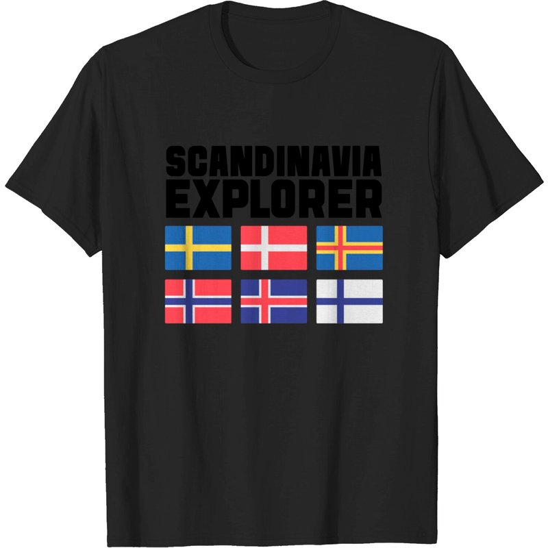 T-Shirt Explorateur de Scandinavie Drapeaux Islande Suède Norvège pour Hommes — T-shirts pour hommes