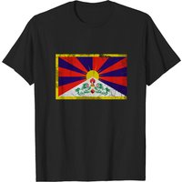 T-shirt pour hommes avec le drapeau vintage du Tibet